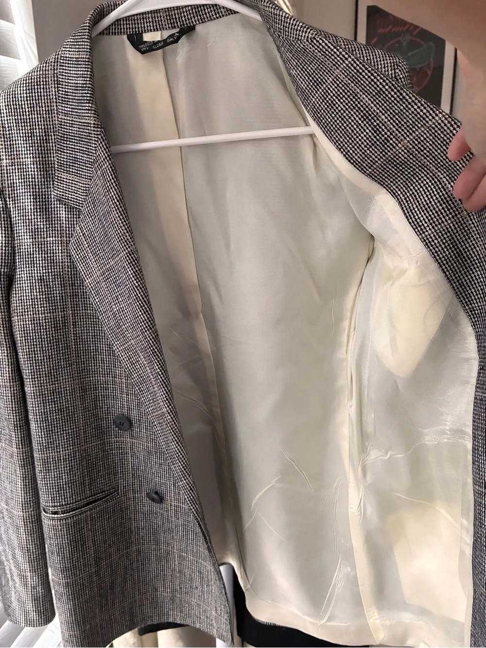 Dior Vintage Black and Gray Glen Plaid Double-Breasted Blazer